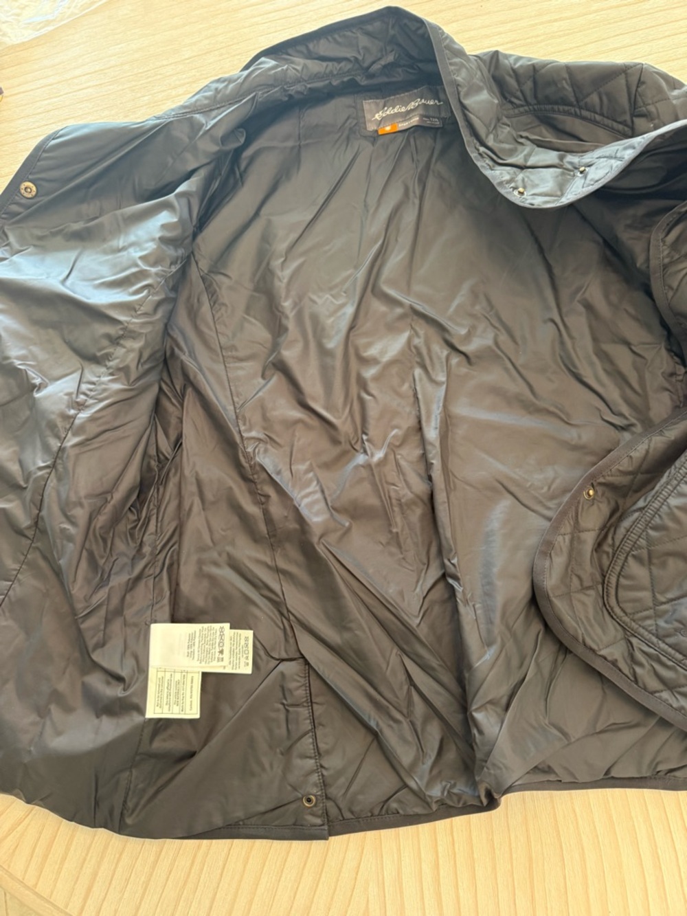 Eddie Bauer Quilted Black Snap-Front Puffer Jacket - Picture 7 of 9